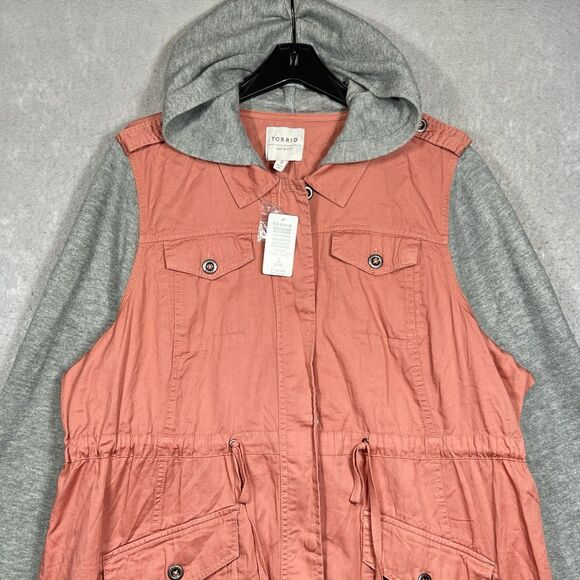 Torrid Twill Hacci Jacket Anorak Lightweight Pink/ Gray Women’s Size 3X NWT - Picture 2 of 13